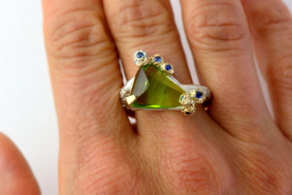 Peridot cocktail ring - one of a kind ring design