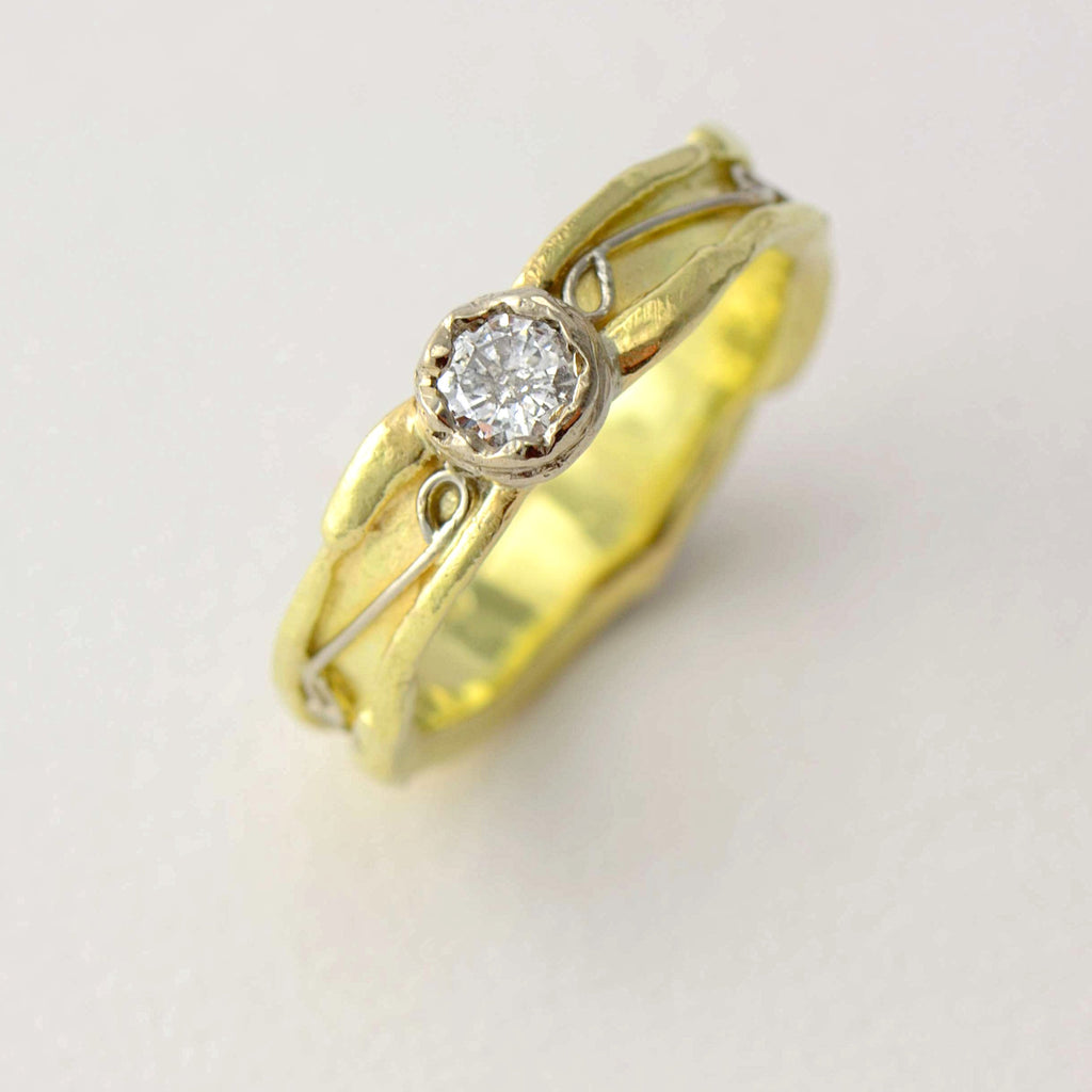 rustic solitaire diamond ring 