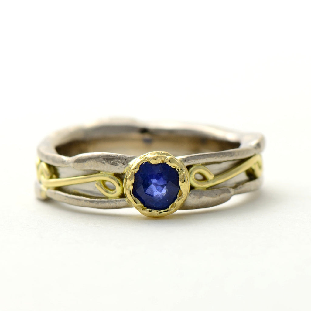 sapphire white and yellow gold ring 