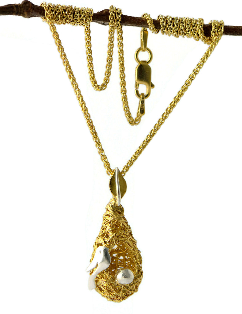 gold birds necklace