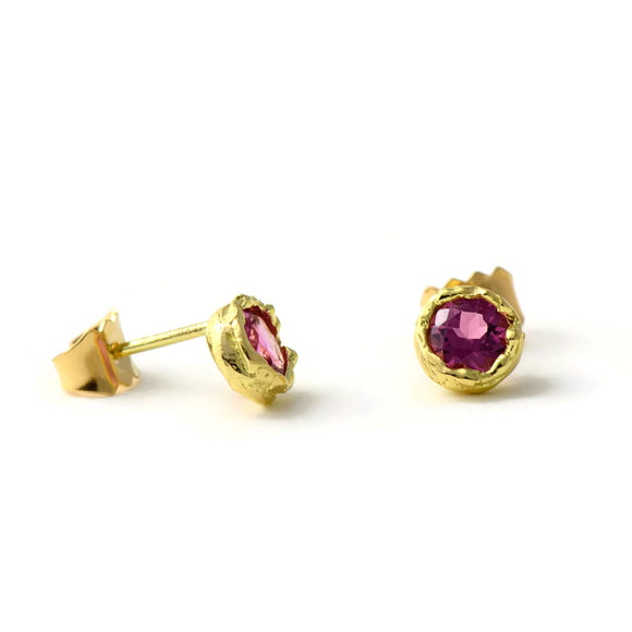 Amethyst and 18ct yellow gold stud earrings  