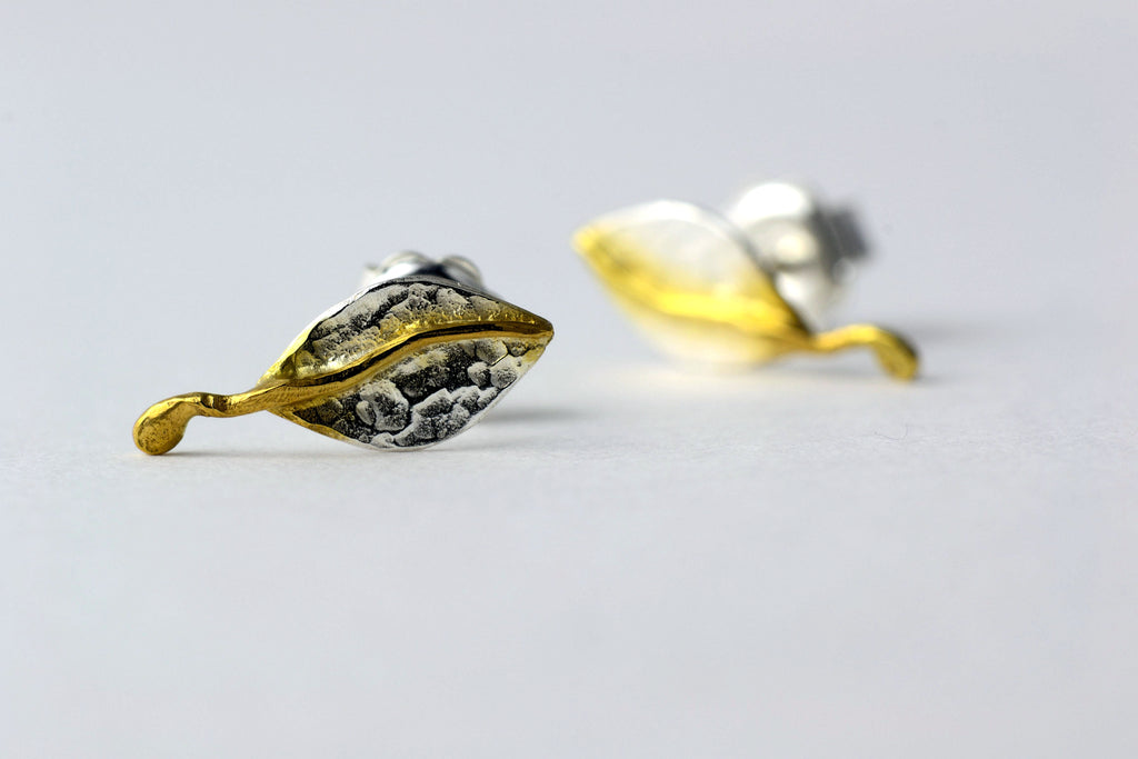 silver and gold stud earrings 