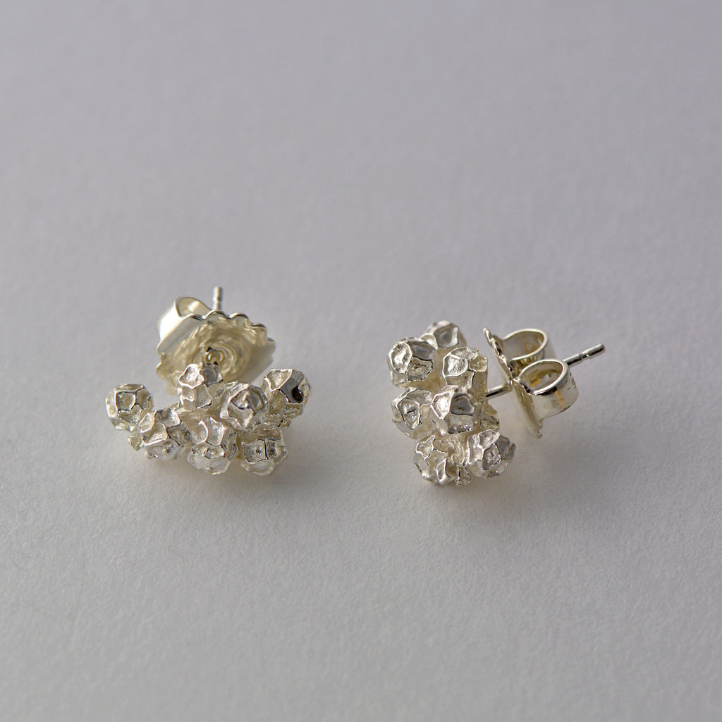 Cluster of peppercorns stud earrings, made in solid sterling silver