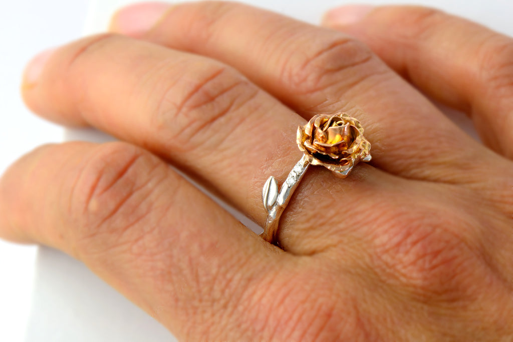 solid gold rose ring 