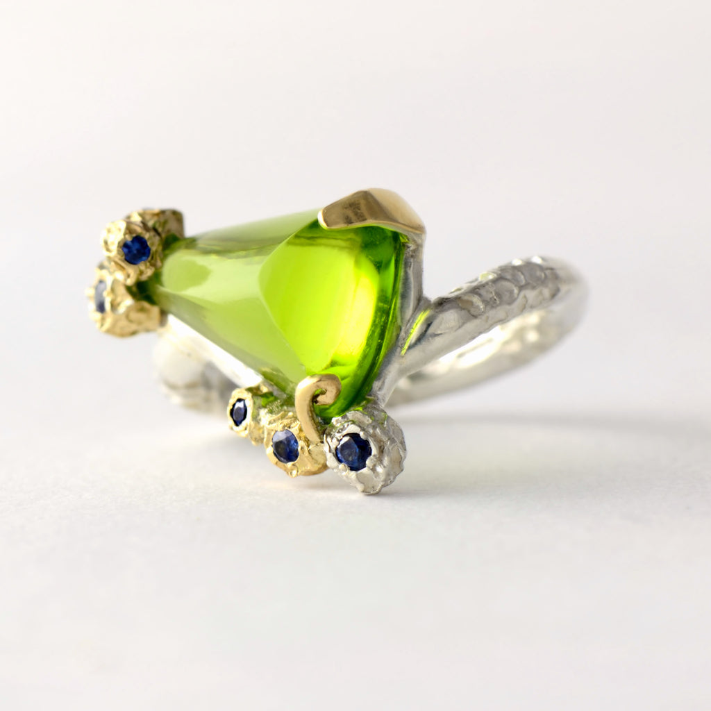 Peridot cocktail ring - one of a kind ring design