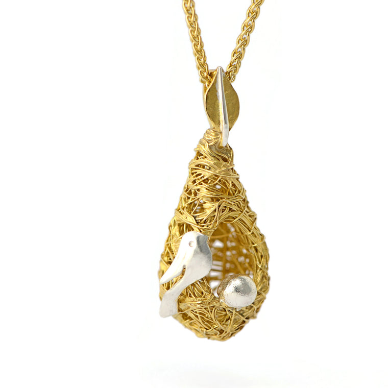 gold nest pendant 