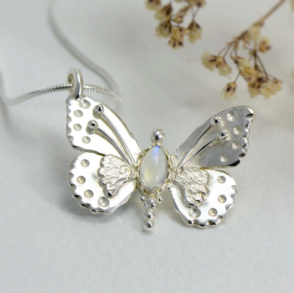 Sterling silver moonstone butterfly