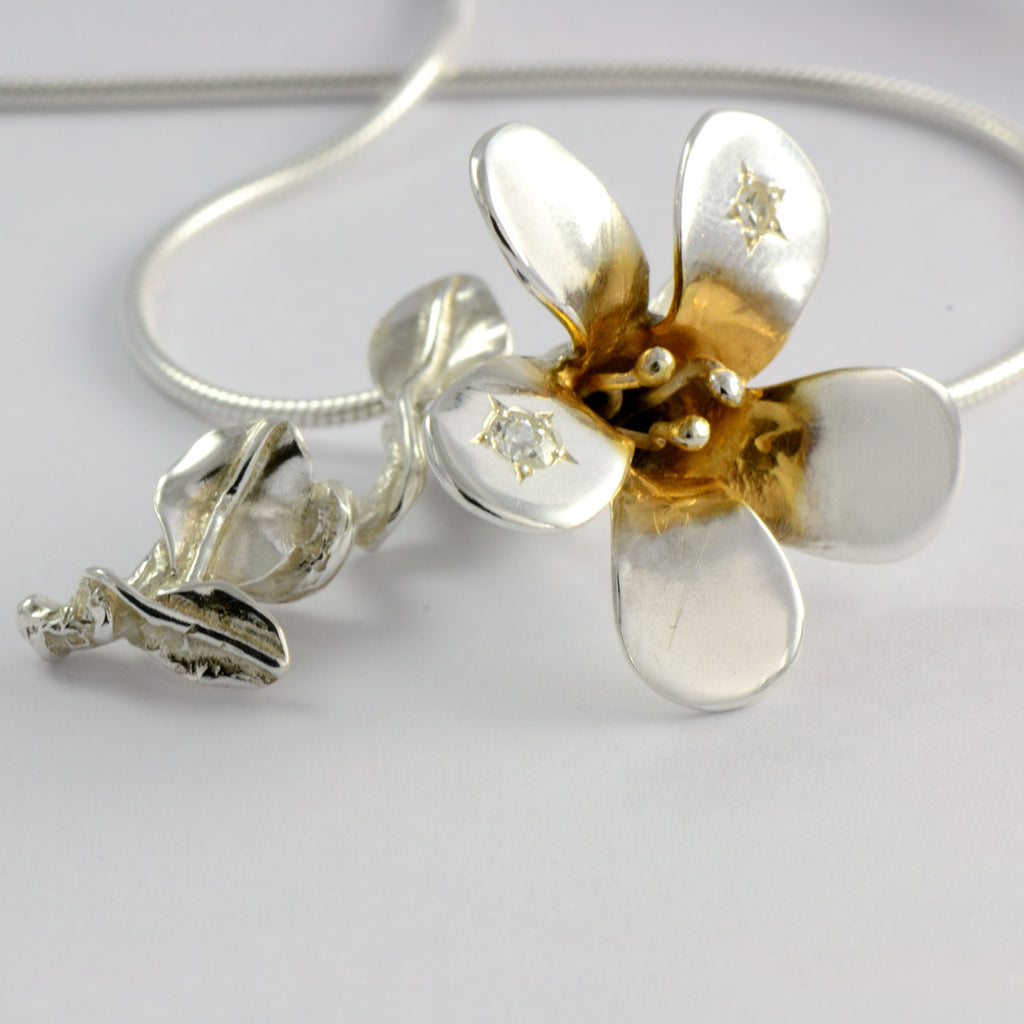 Silver Jasmine Flower Pendant