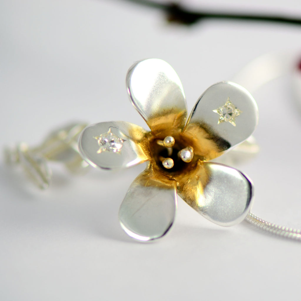 Silver Jasmine Flower Pendant