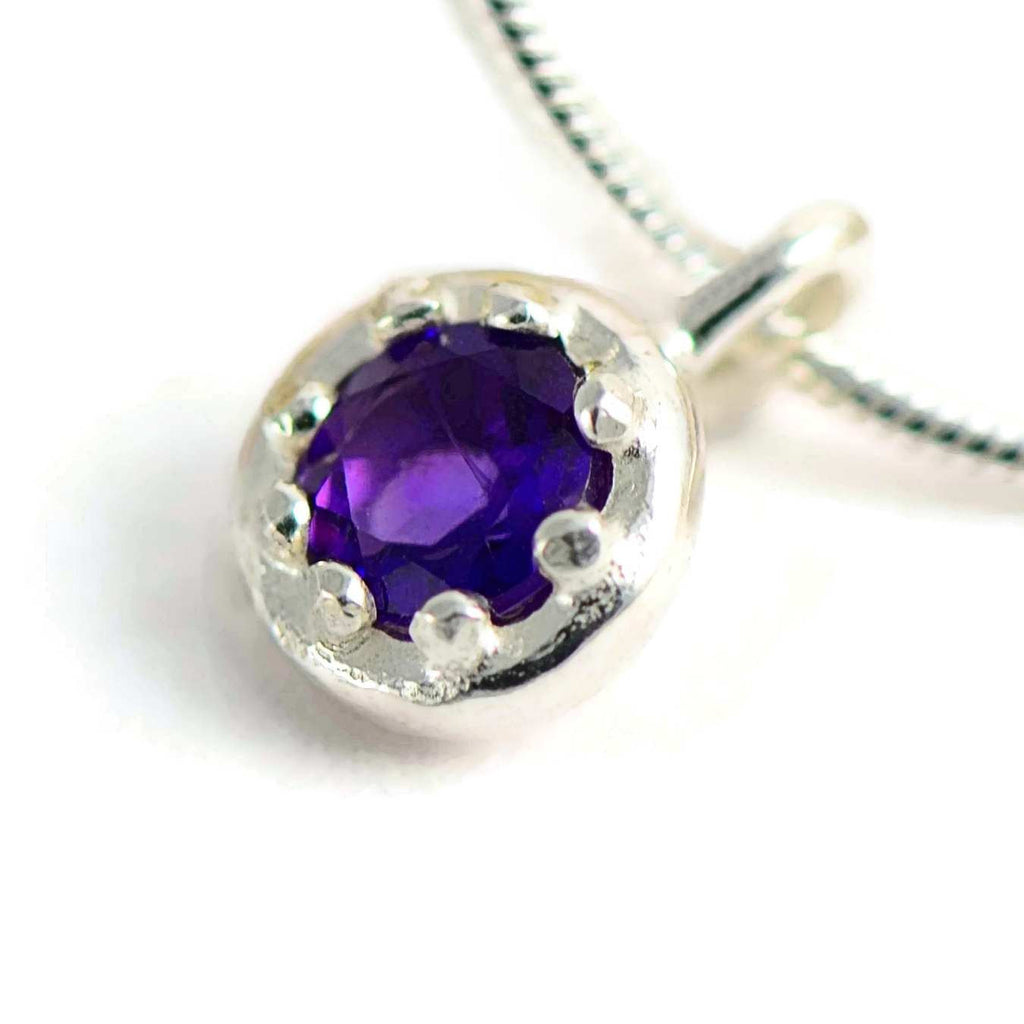 Delicate silver pendant with an elegant crown basket frame and gemstone of your choice
