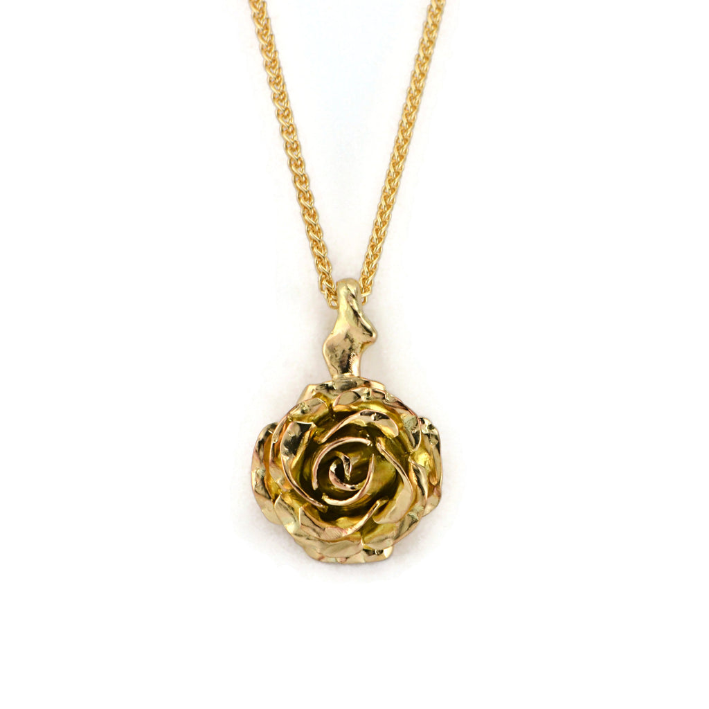 yellow rose flower pendant 