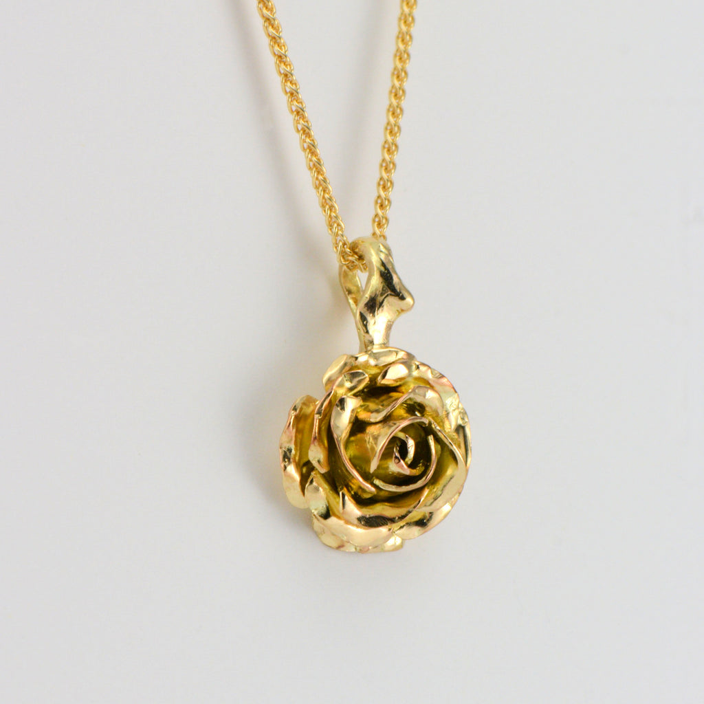 Solid gold rose necklace 