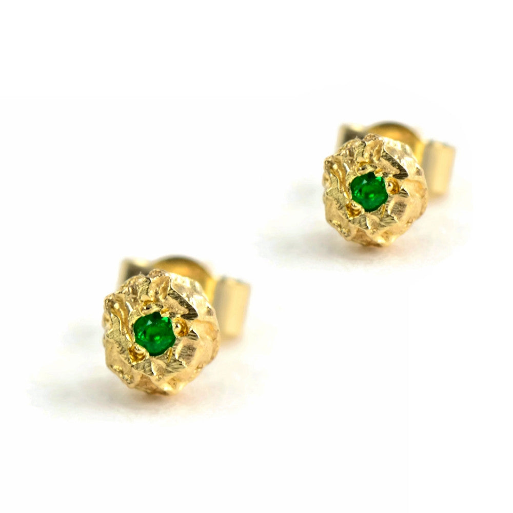 9ct solid eco-gold petite grain of peppercorn stud earrings with gemstones