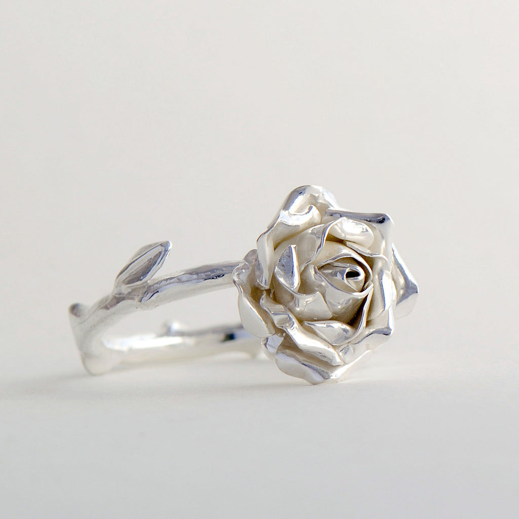 silver rose ring 