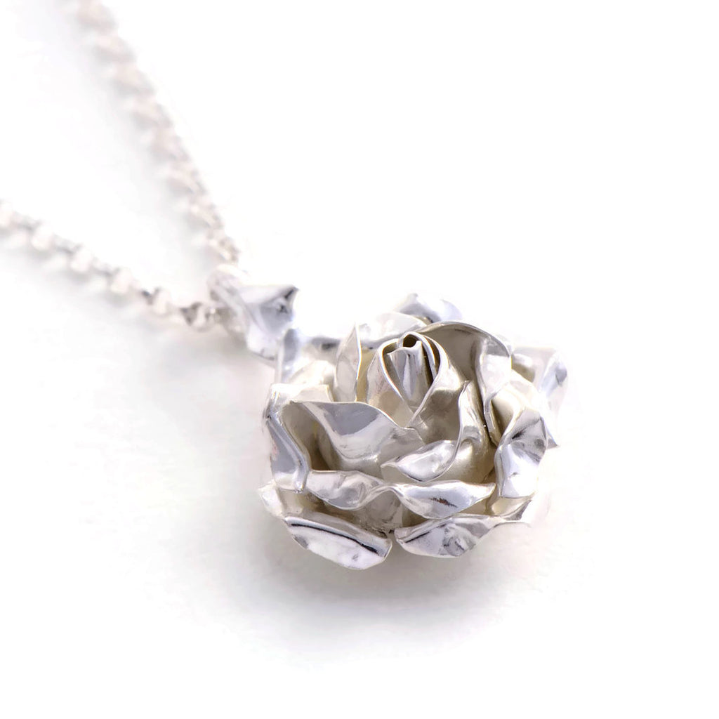 silver rose pendant 