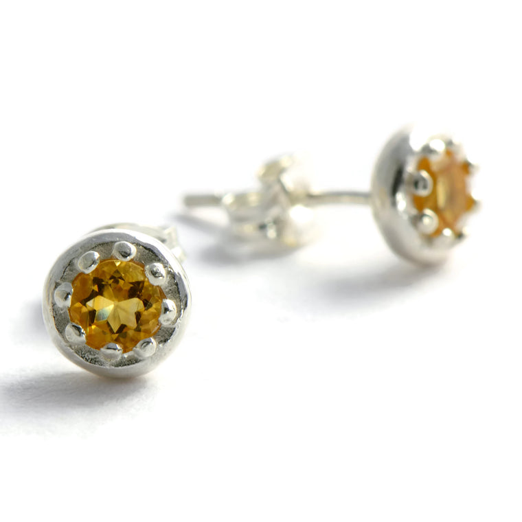Silver citrine stud earrings 