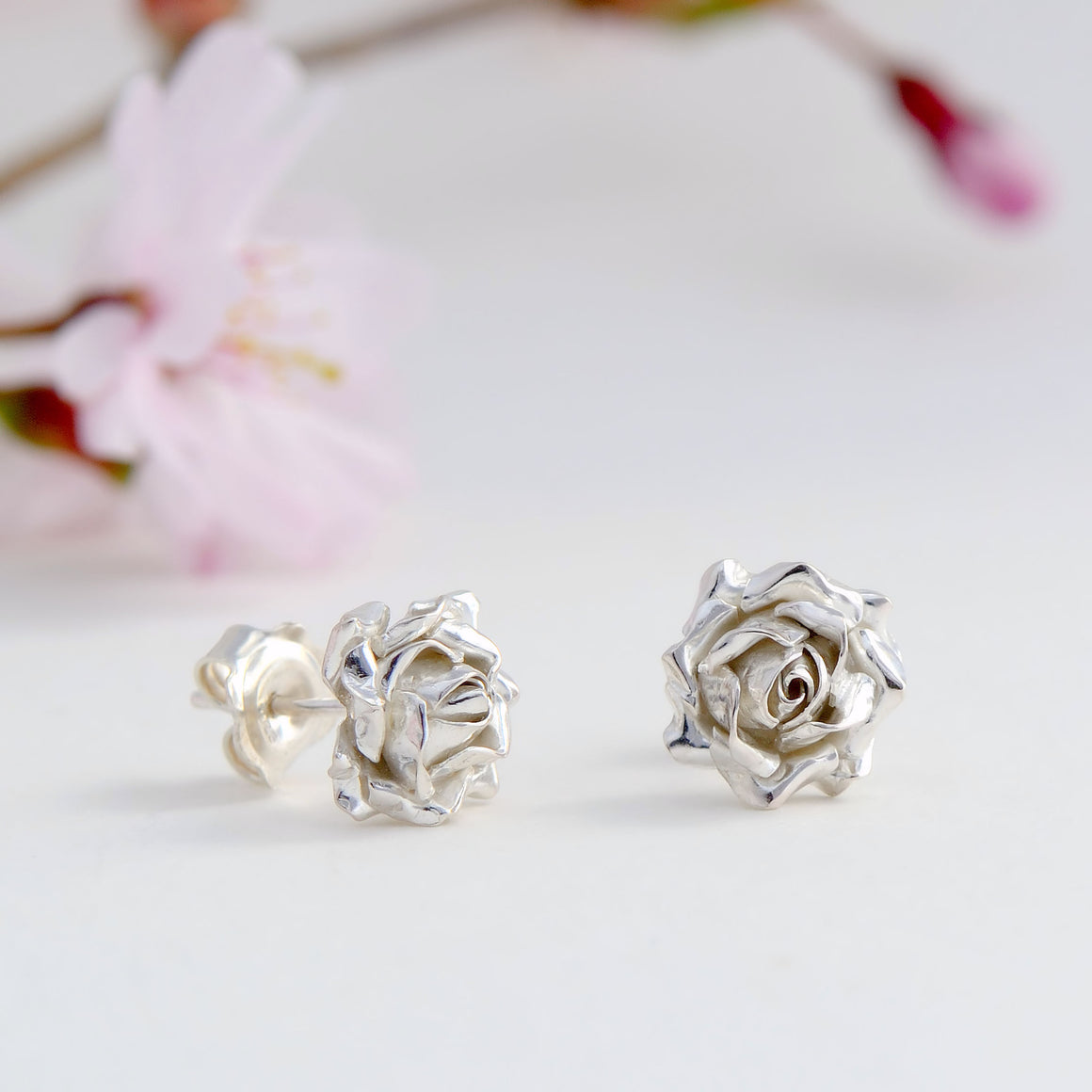 small rose stud earrings