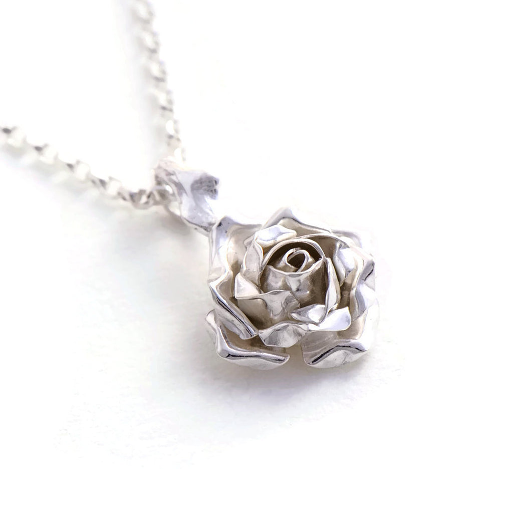Delicate rose pendant - small rose necklace